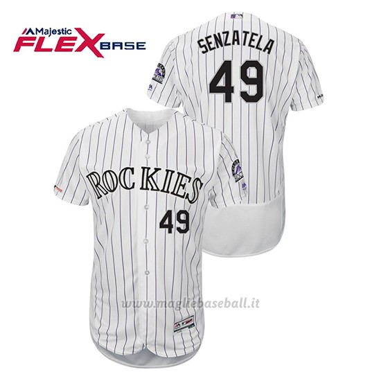 Maglia Baseball Uomo Colorado Rockies Antonio Senzatela 150th Aniversario Patch Flex Base Bianco